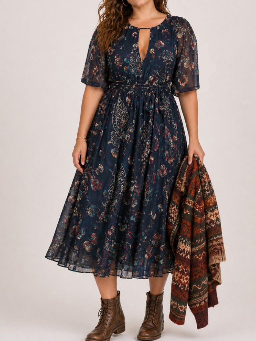 Free People Bonnie Butterfly Print Midi Dress